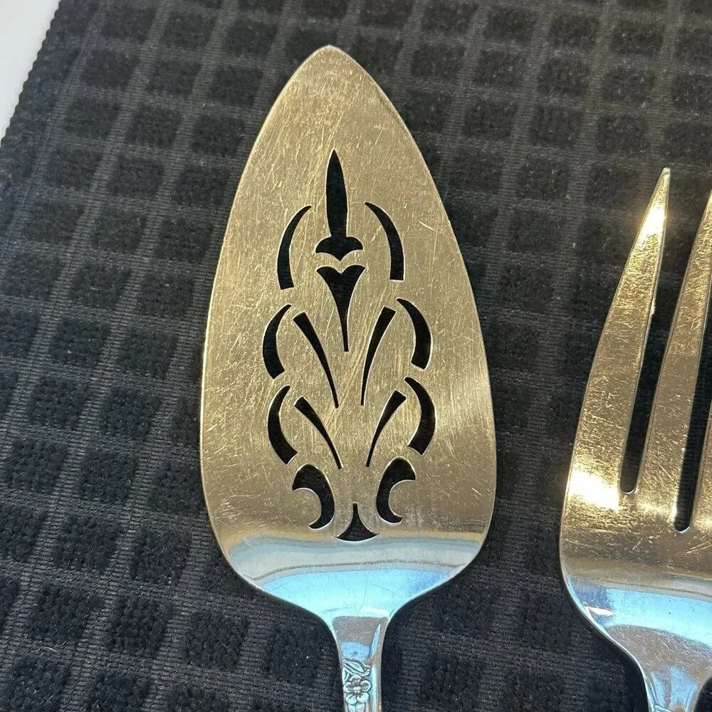 Wm Rogers IS Precious Mirror Silverplate 3 Pc Serving Set Fork Spoon Pie Server